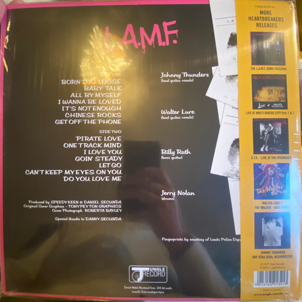 JOHNNY THUNDERS AND THE HEARTBREAKERS (ジョニー・サンダース & ザ・ハートブレイカーズ) - L.A.M.F. - the found '77 masters (US & EU 限定再発ネオン・ピンク&ホワイトヴァイナル LP+帯/ New) RSDエッセンシャル・バージョン !