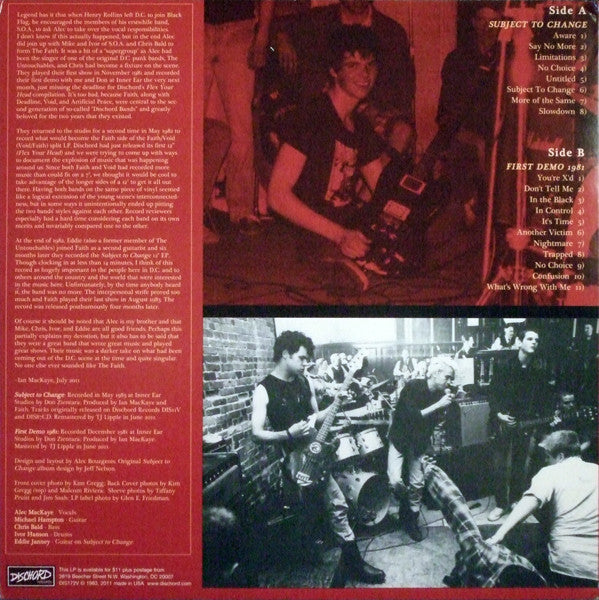 FAITH, THE (ザ・フェイス) - Subject To Change Plus First Demo (US 2023年限定再発「クリアヴァイナル」LP/ New)
