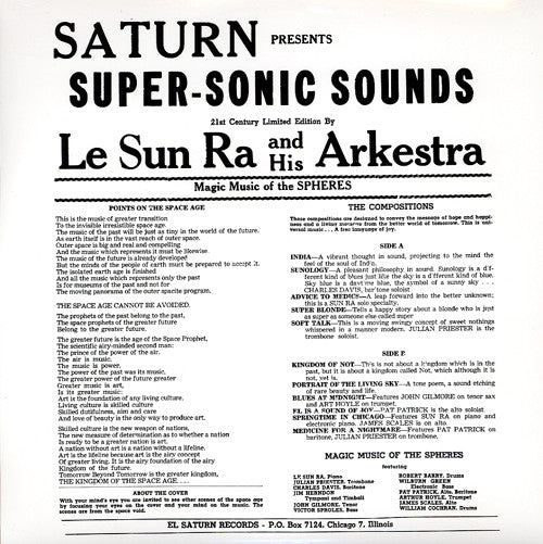 SUN RA & His Arkestra (サン・ラ & ヒズ・アーケストラ) - Super-Sonic Jazz (US Ltd.Reissue 180g LP/New)