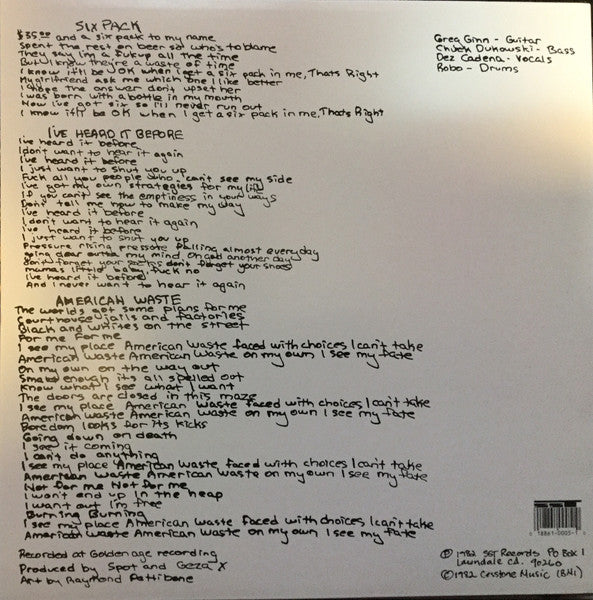 BLACK FLAG (ブラック・フラッグ) - Six Pack (US 限定再発 12"/ New)