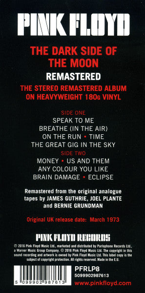 PINK FLOYD (ピンク・フロイド) - The Dark Side Of The Moon (EU 限定復刻リマスター再発180g LP+GS/New)