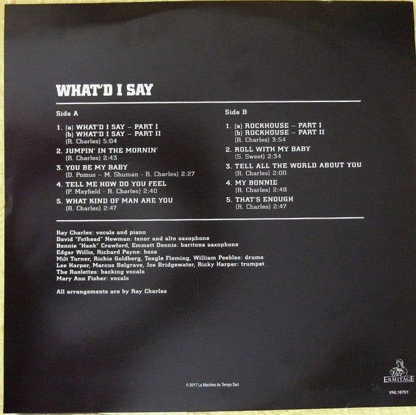 RAY CHARLES (レイ・チャールズ) - What’d I Say (EU 限定復刻再発 180g LP/New #VNL-18701)