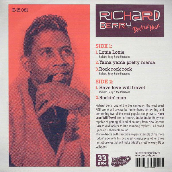 RICHARD BERRY (リチャード・ベリー) - Rockin' Man EP/ Louie Louie +3 (Spain Ltd.Reissue 7"EP/New)