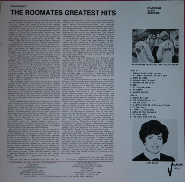 ROOMATES (ルームメイツ) - Greatest Hits (US RELIC社監修限定 LP/廃盤 New) N.Y.クイーンズ出身ホワイト・ドゥワップ・ベスト!