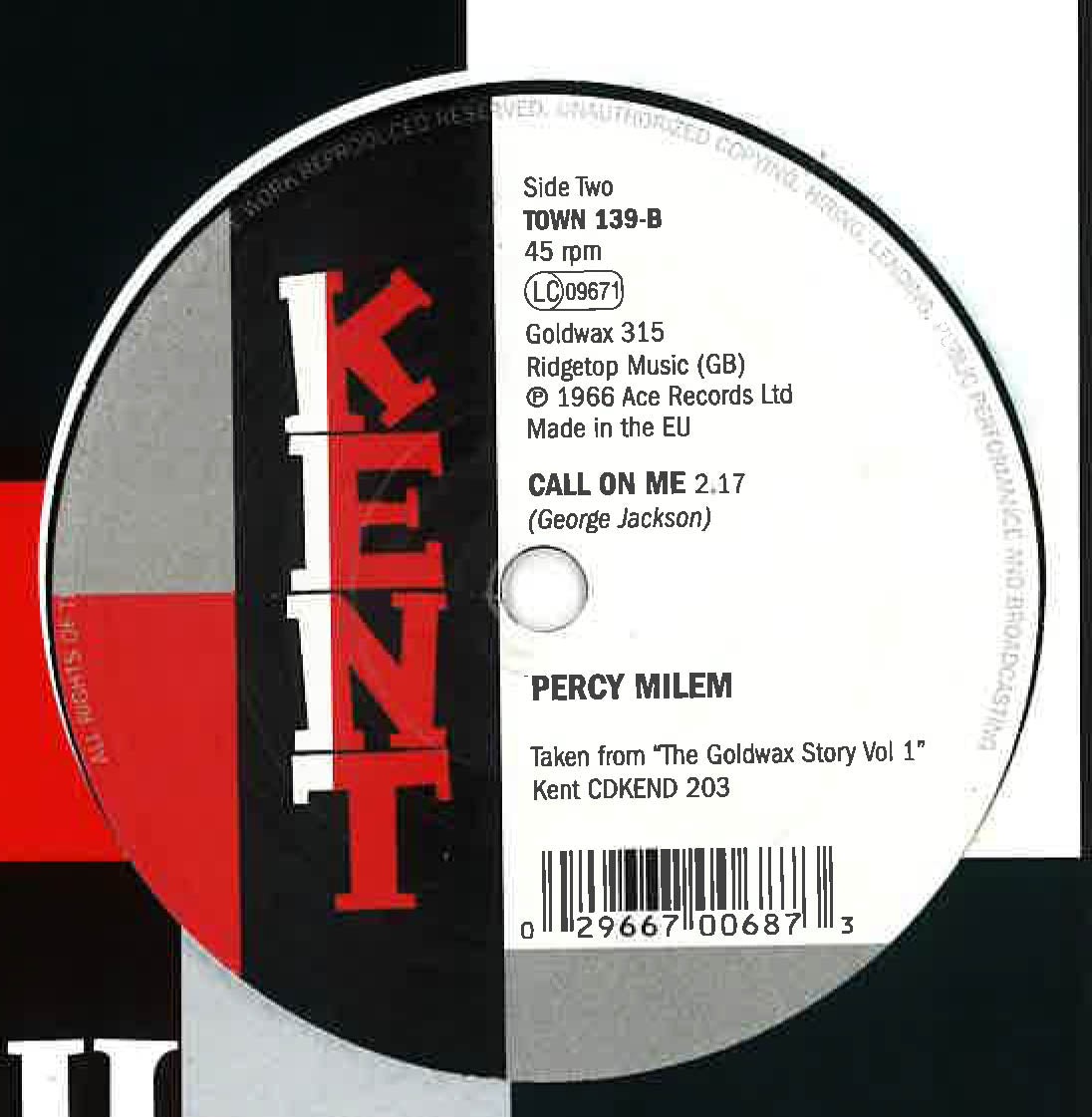 RUDY LOVE & The Company / PERCY MILEM (ルディ・ラブ&ザ・カンパニー) - Suffering Wrath / Call On Me (UK Ltd.Reissue 7"+CS/New)