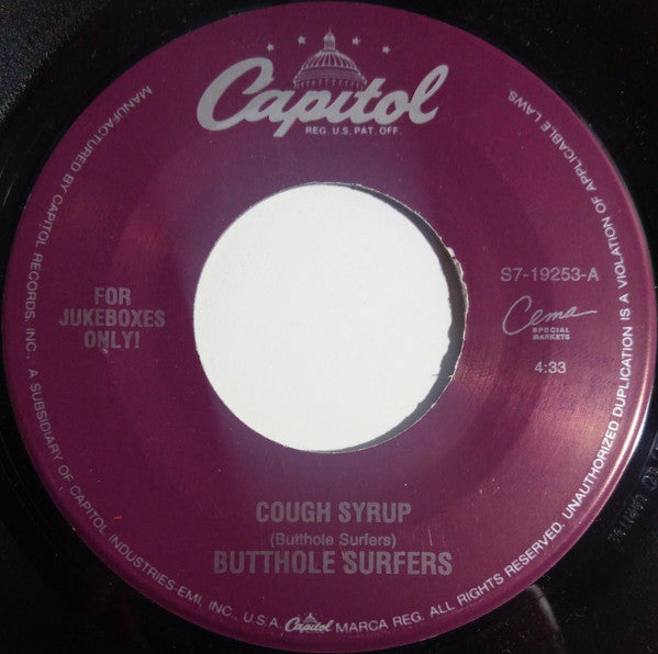 BUTTHOLE SURFERS (バットホール・サーファーズ)  - Cough Syrup (US Limited Jukebox 7"/廃盤 NEW)