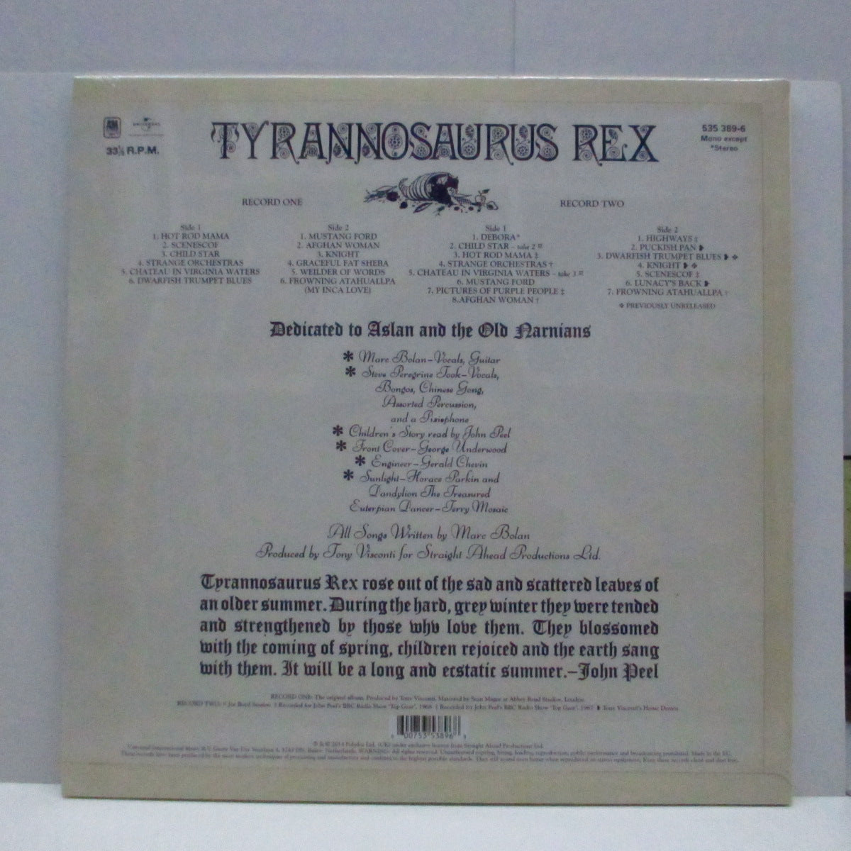 TYRANNOSAURUS REX (ティラノザウルス・レックス) - My People Were Fair And Had Sky In Their Hair〜 (UK-EU '15 Ltd.Re 2x180g Mono LP+Inner/Stickered GS-New)