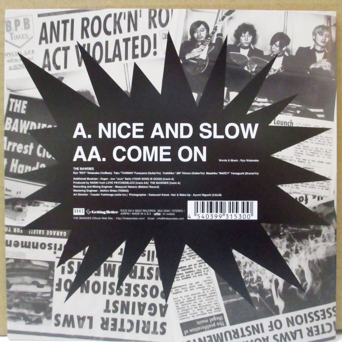 BAWDIES (ボウディーズ) - Nice And Slow (Japan '14 限定リリース 7インチ/NEW) 残少!