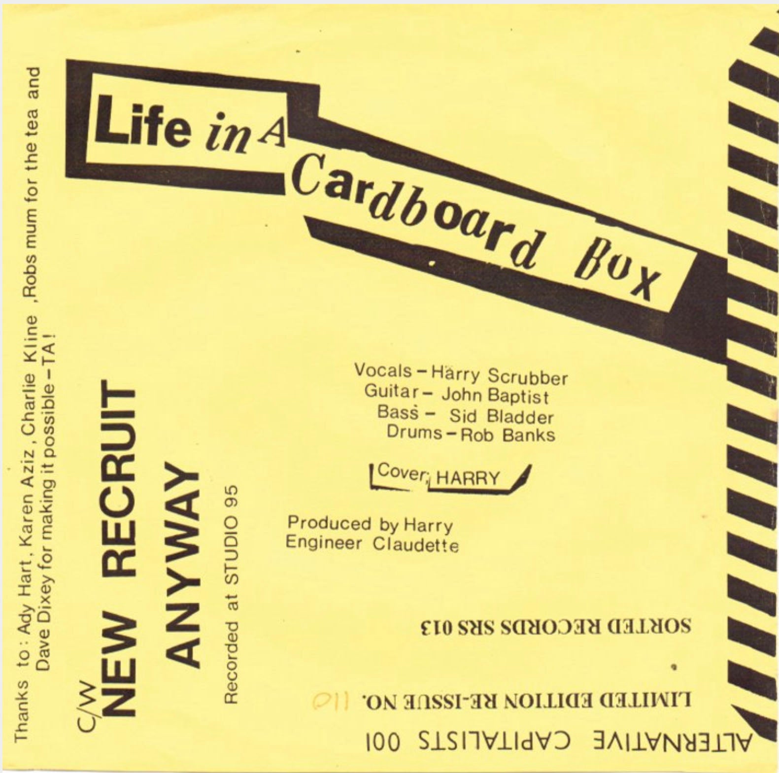 INTESTINES (インテスティンズ) - Life In A Cardboard Box (UK 限定ナンバリング入り正規再発 7"/黄色ジャケ「廃盤 New」)