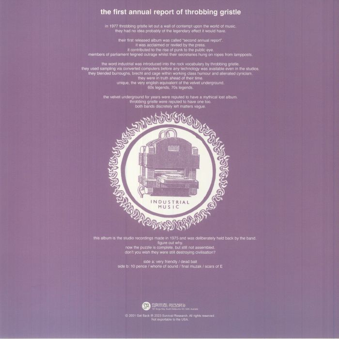 THROBBING GRISTLE (スロッビング・グリスル) - 1st Annual Report (OZ 限定復刻再発 LP/NEW)