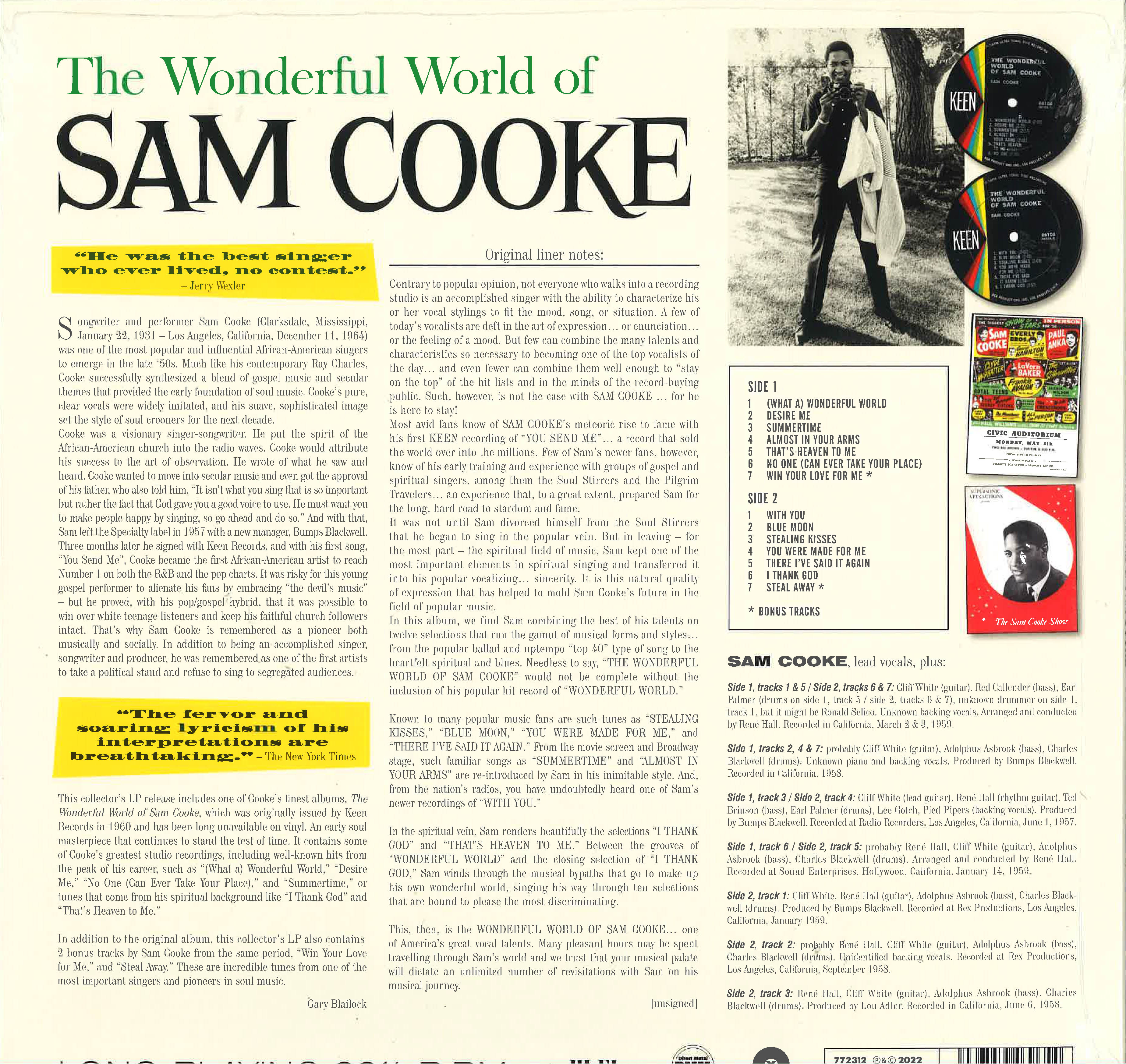 SAM COOKE (サム・クック) - The Wonderful World Of Sam Cooke (EU 限定復刻ボーナス入り再発180g LP/New)