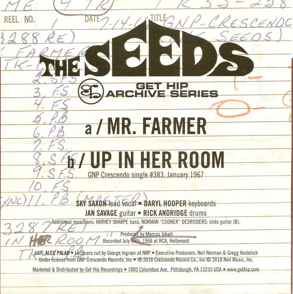 SEEDS (シーズ) - Mr. Farmer (US 限定復刻ジャケ付7インチ/New)'67年ACIDフラワー・ガレージ名曲