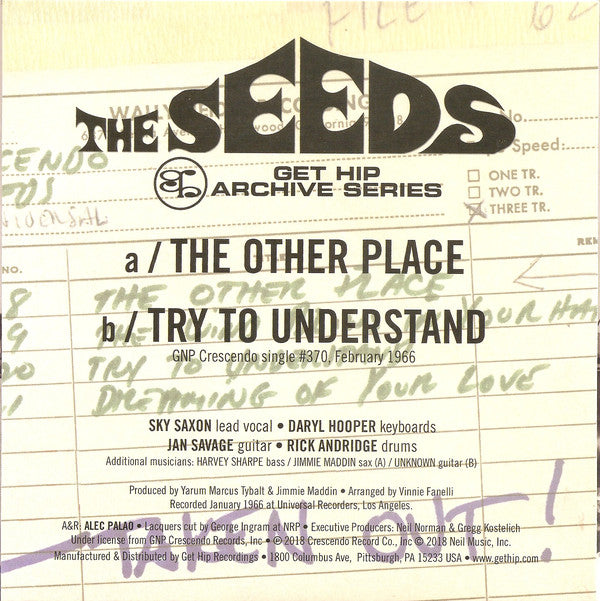 SEEDS (シーズ) - The Other Place (US Ltd. Reissue 7"+PS/New)