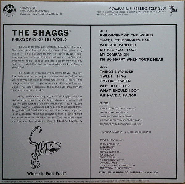 SHAGGS (シャッグス) - Philosophy Of The World (US 限定再発カラーヴァイナル LP/New)