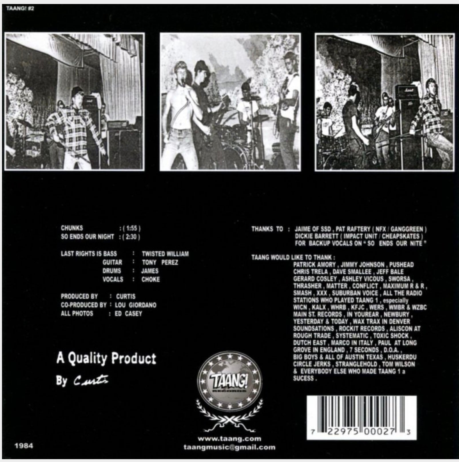 LAST RIGHTS (ラスト・ライツ) - Chunks / So Ends Our Night (US 限定プレス正規再発 7"/ New)