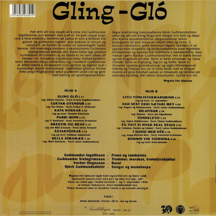 BJORK GUOMUNDSDOTTIR & TRIO GUOMUNDAR INGOLFSSONAR (ビョーク) - Gling-Glo (EU 限定復刻再発 LP/NEW)