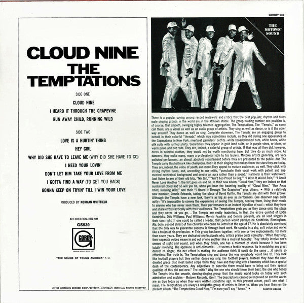 TEMPTATIONS (テンプテーションズ) - Cloud Nine (US Ltd.Reissue LP/New)