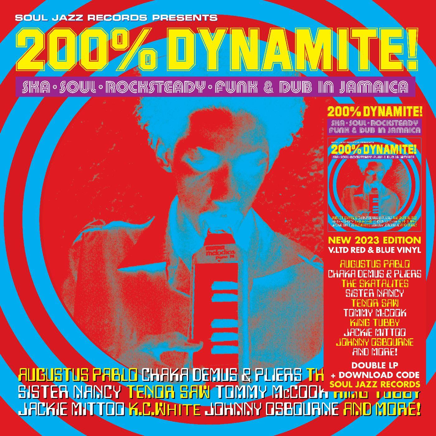 V.A. (ジャマイカンレゲエ、ファンク・コンピ) - 200% DYNAMITE! Ska, Soul, Rocksteady, Funk & Dub in Jamaica (UK RSD 2023 限定1000枚レッド&ブルー・ヴァイナル 2xLP/New)