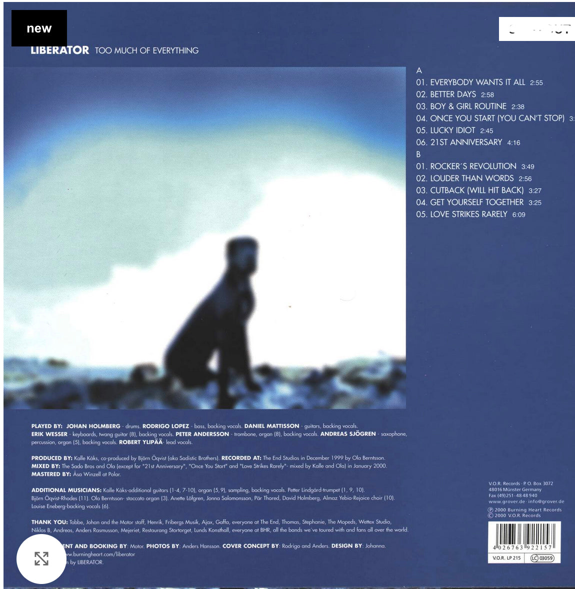 LIBERATOR (リベレーター) - Too Much Of Everything (German 限定プレス LP「廃盤 New」)