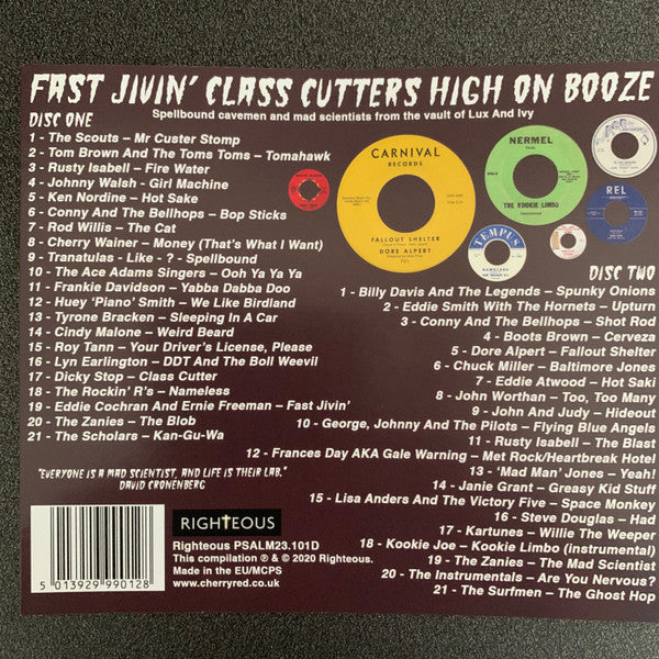 V.A.(クランプスのラックス&アイヴィー夫妻秘蔵レコード編集) - Fast Jivin' Class Cutters High On Booze (UK Limited 2x CD/New)