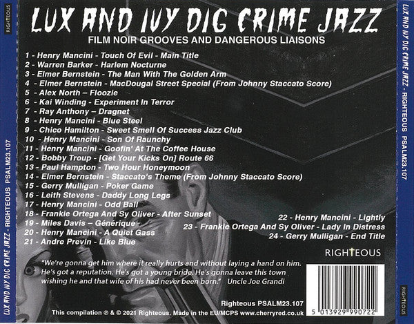 V.A.(クランプスのラックス&アイヴィー夫妻秘蔵レコード編集) - LUX & IVY Dig Crime Jazz (UK Limited CD/New)