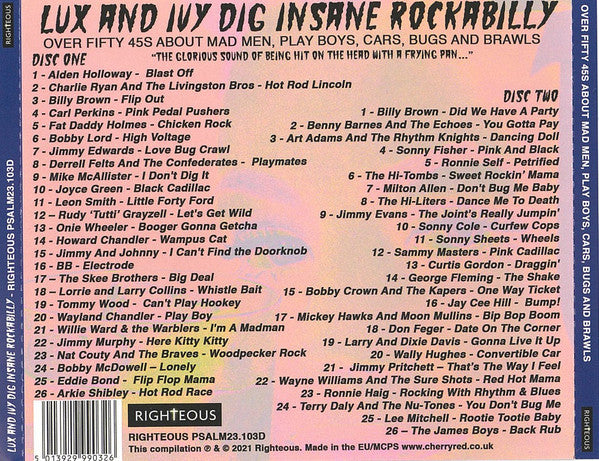 V.A.(クランプスのラックス&アイヴィー夫妻秘蔵レコード編集) - LUX & IVY Dig:Insane Rockabilly (UK Limited 2x CD/New)