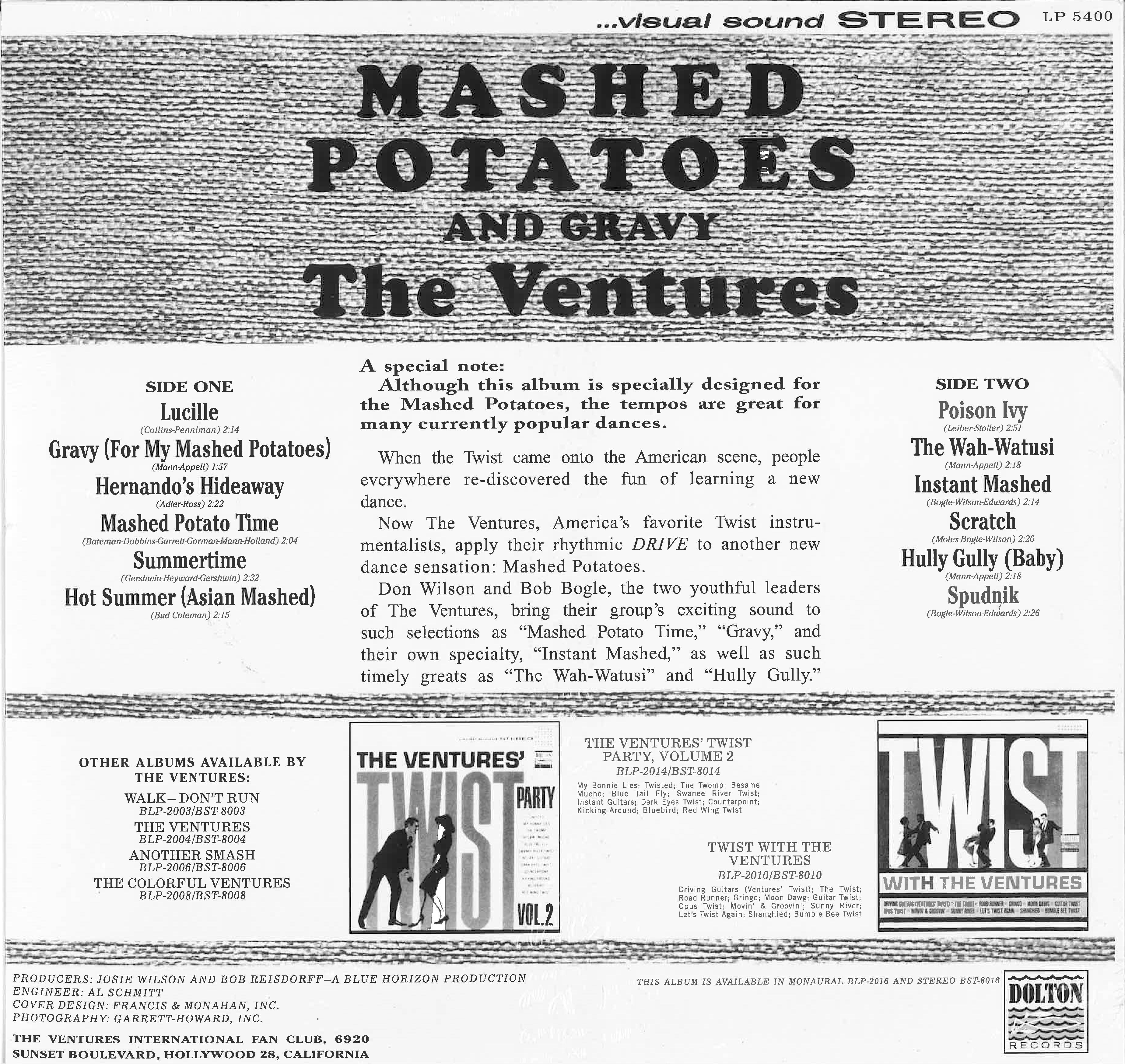 VENTURES (ベンチャーズ) - Mashed Potatoes And Gravy (US Ltd.Reissue 180g Clear Vinyl Stereo LP/New)