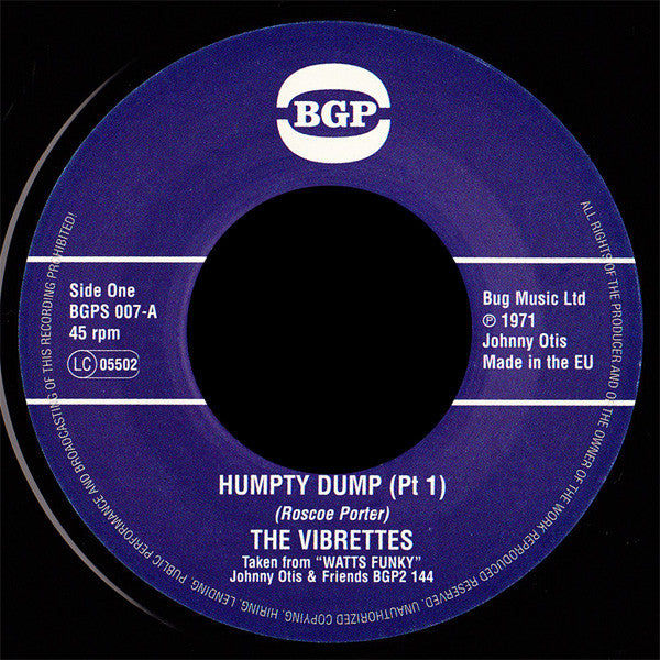 VIBRETTES (ヴァイブレッツ) - Humpty Dump (Part 1 & 2) (UK Ltd.Reissue 7"/New)