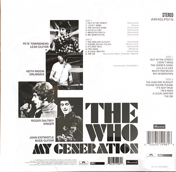 WHO (フー) - My Generation (UK-EU-US Ltdl.Half Speed Mastering Stereo LP/New)