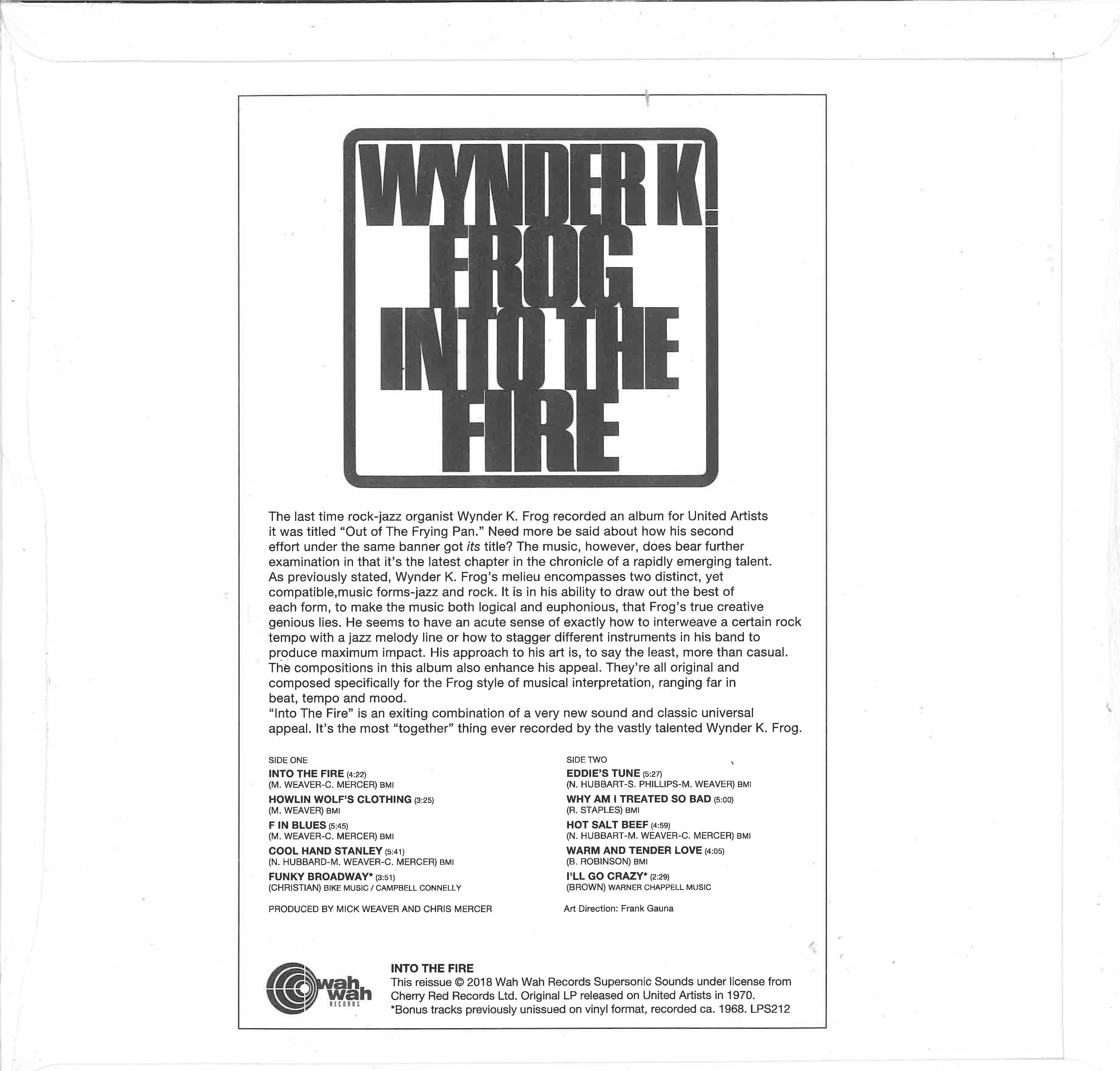 WYNDER K.FROG (Mick Weaver) (ワインダーK・フロッグ) - Into The Fire (Spain 500枚限定復刻リマスター再発 LP/New)