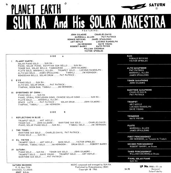 SUN RA & His Solar Arkestra (サン・ラ & ヒズ・ソーラー・アーケストラ) - Visits Planet Earth (US Ltd.Reissue LP/New)