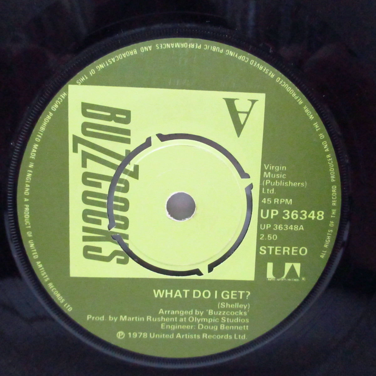 BUZZCOCKS (バズコックス)  - What Do I Get? (UK '78 再発「ラウンドセンター」7"/光沢固紙折り返ジャケ) 両面アルバム未収録！