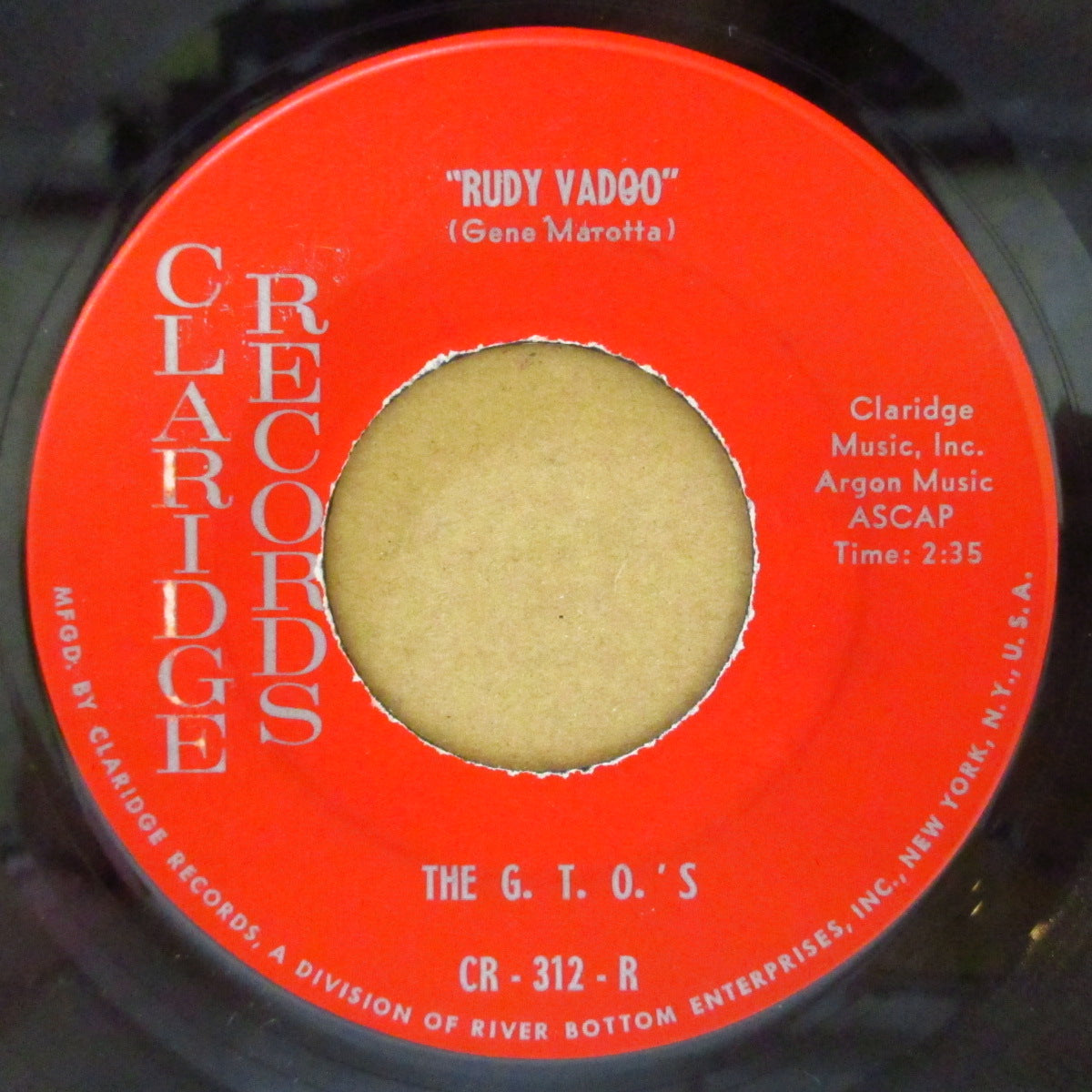 G.T.O.'S, THE (=Joey & The Continentals) - She Rides With Me / Rudy Vadoo (US '66 再発品番「CR-312-S」G.T.O.'S名義 7インチ( ブライアン・ウィルソン作サーフポップ名曲の翌年ガレージ・サーフ調カバー！