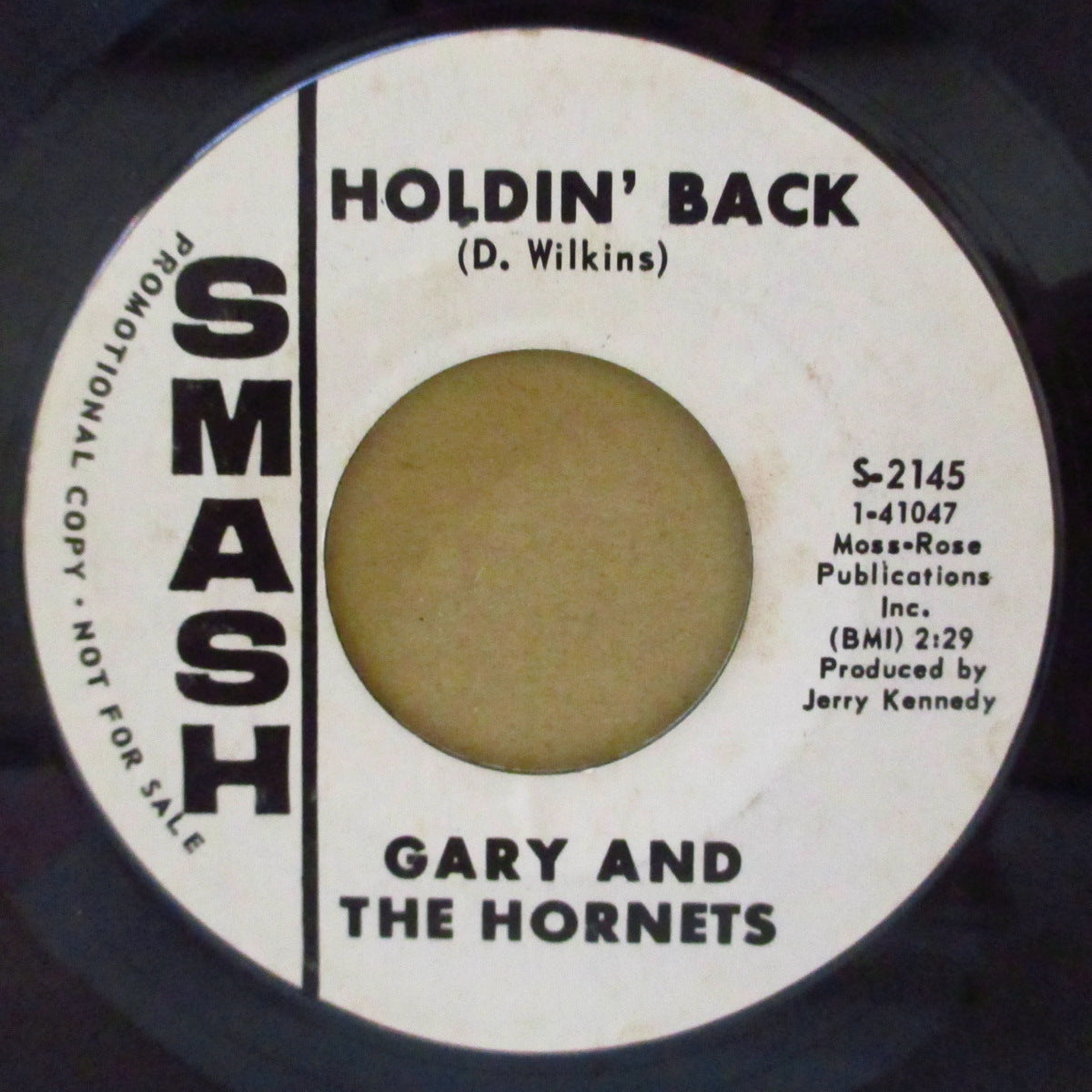 GARY AND THE HORNETS (ゲイリー＆ザ・ホーネッツ)  - Holdin' Back (US '68 プロモ・白ラベ7インチ) MODガレージ・ノーザン！