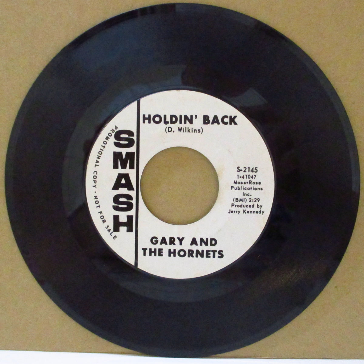 GARY AND THE HORNETS (ゲイリー＆ザ・ホーネッツ)  - Holdin' Back (US '68 プロモ・白ラベ7インチ) MODガレージ・ノーザン！