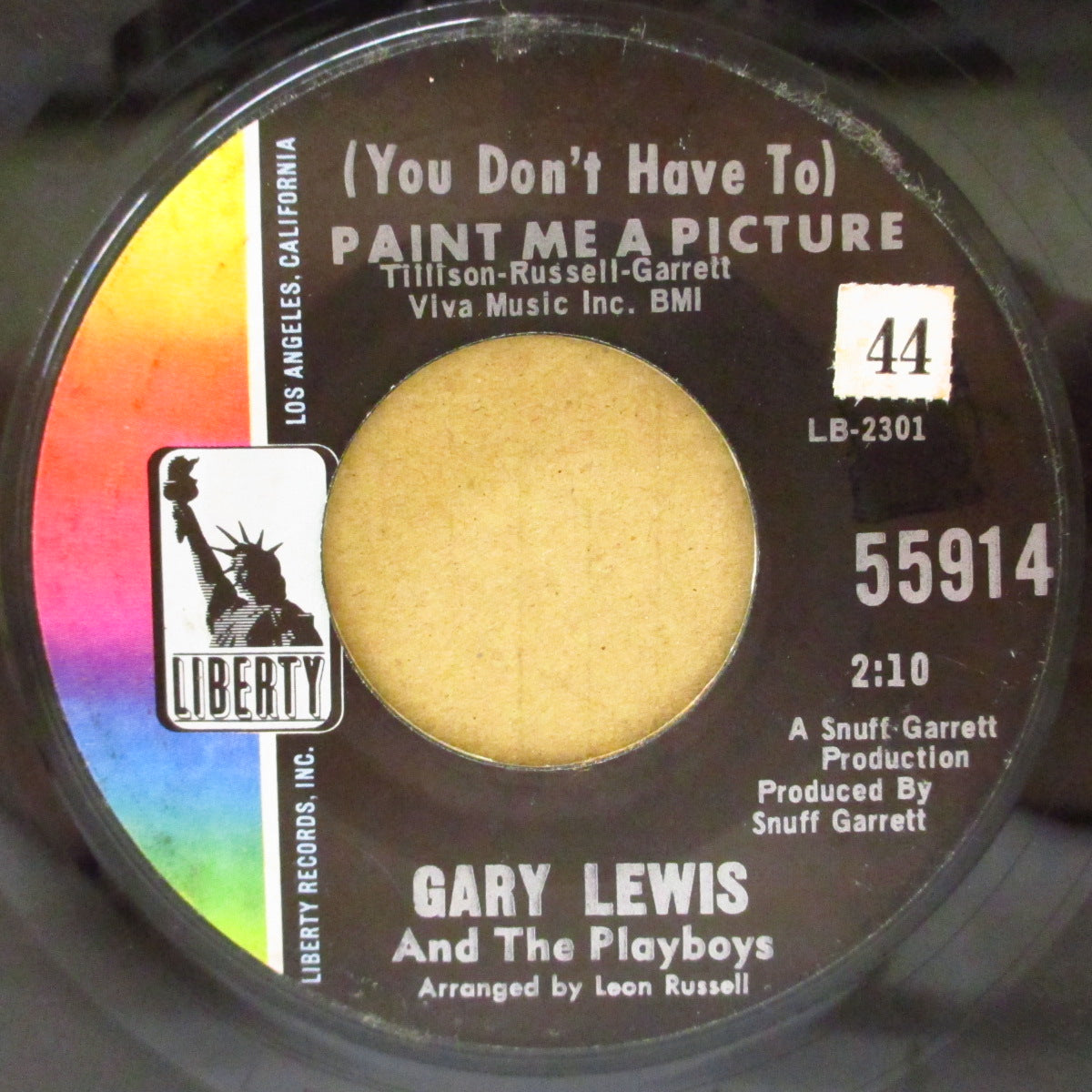 GARY LEWIS & THE PLAYBOYS (ゲイリー・ルイス＆ザ・プレイボーイズ)  - (You Don't Have To) Paint Me A Picture (US '66 オリジナル・ジャケ付 7インチ) 爽快サンシャイン・ポップ！