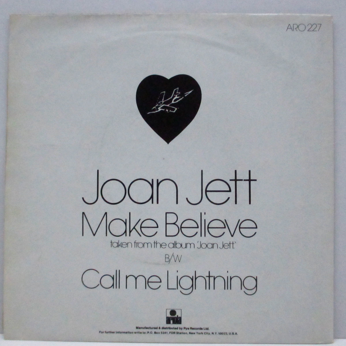 JOAN JETT  (ジョーン・ジェット)  - Make Believe (UK オリジナル「フラットセンター」<赤盤> 7"+ポスタージャケ）