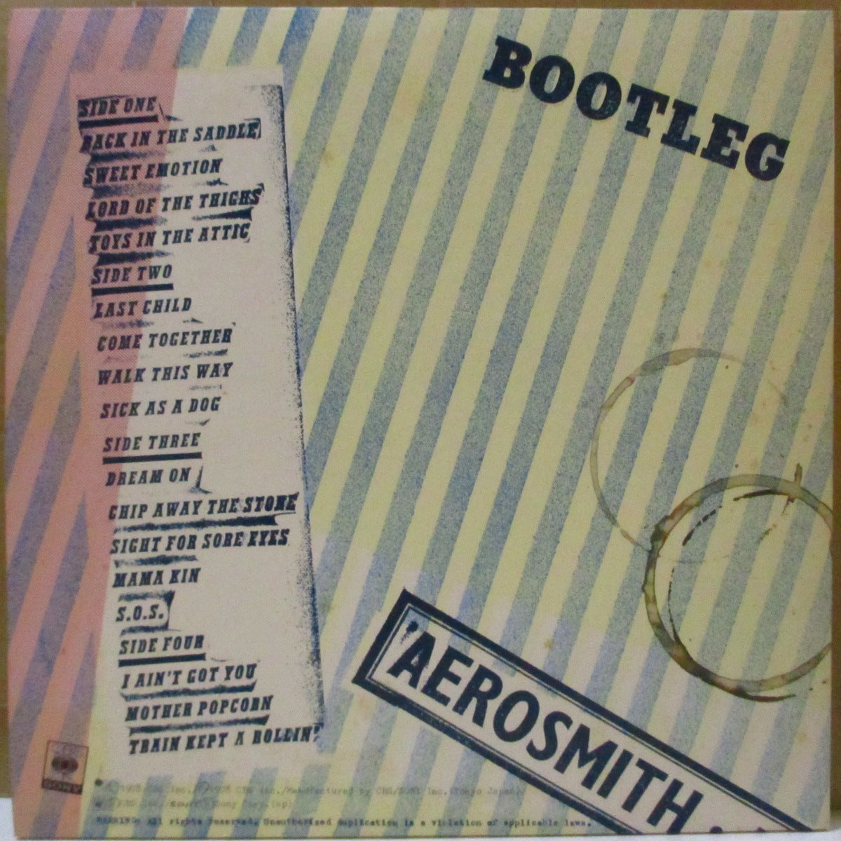 AEROSMITH (エアロスミス)  - Live! Bootleg (Japan オリジナル 2xLP+2x見開きインサート/光沢見開きジャケ-帯・ポスター欠) '78年ライブアルバム