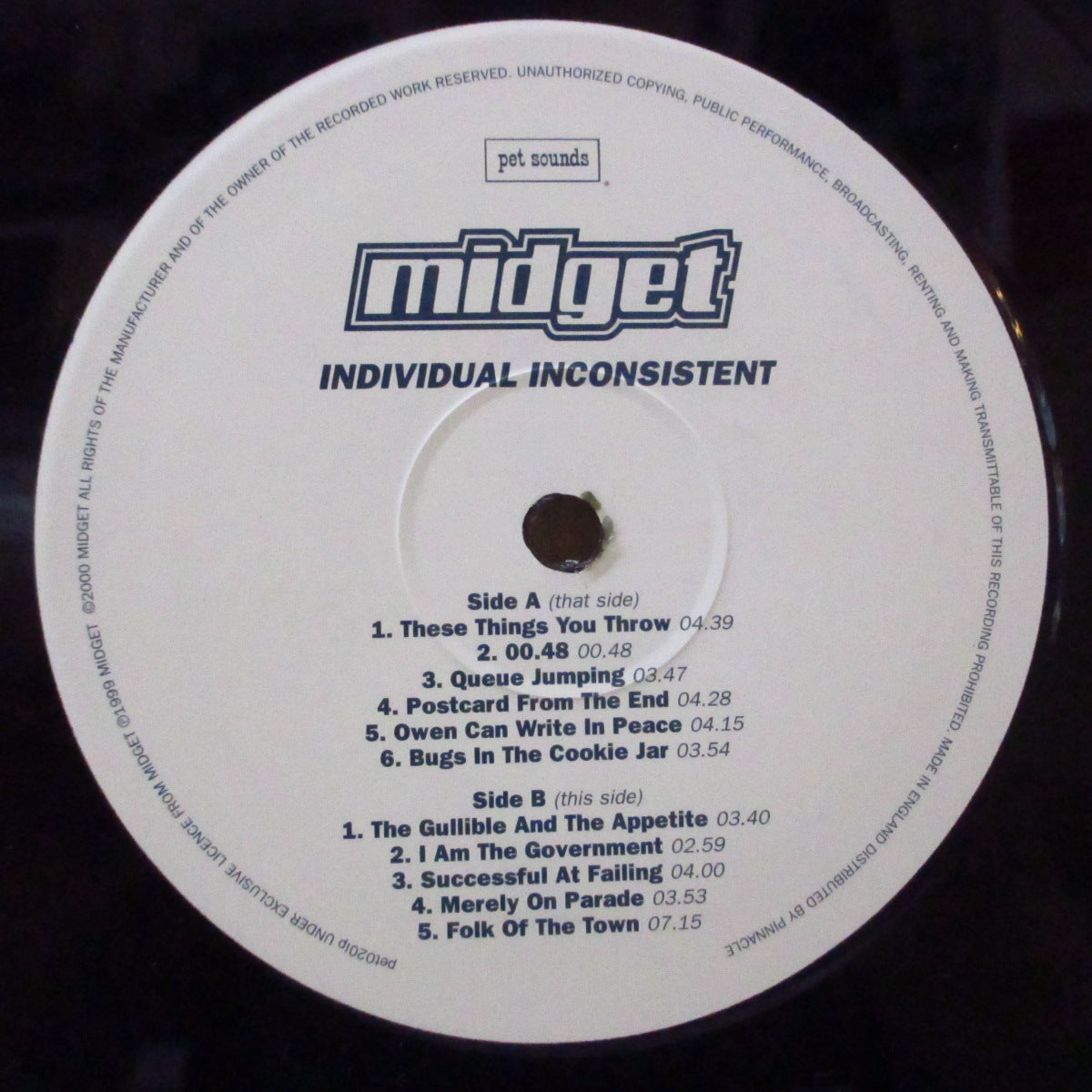 MIDGET (ミジェット)  - Individual Inconsistent (UK オリジナル LP+インナー) '99年3rd＆ラストアルバム