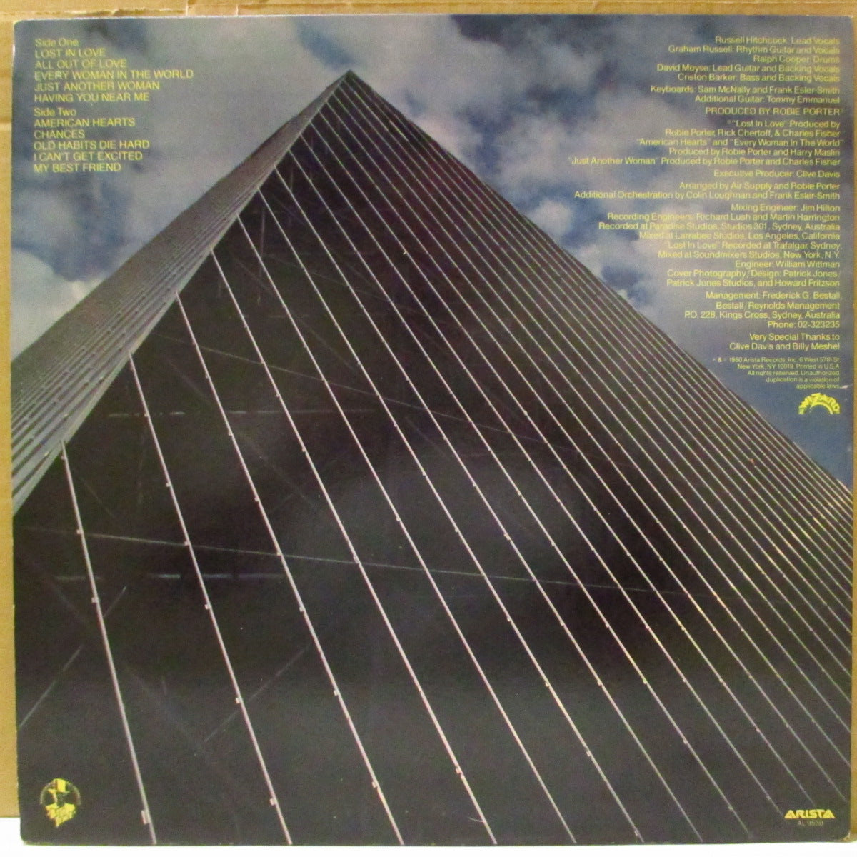 AIR SUPPLY (エア・サプライ)  - Lost In Love (US オリジナル LP) '80年5thアルバム
