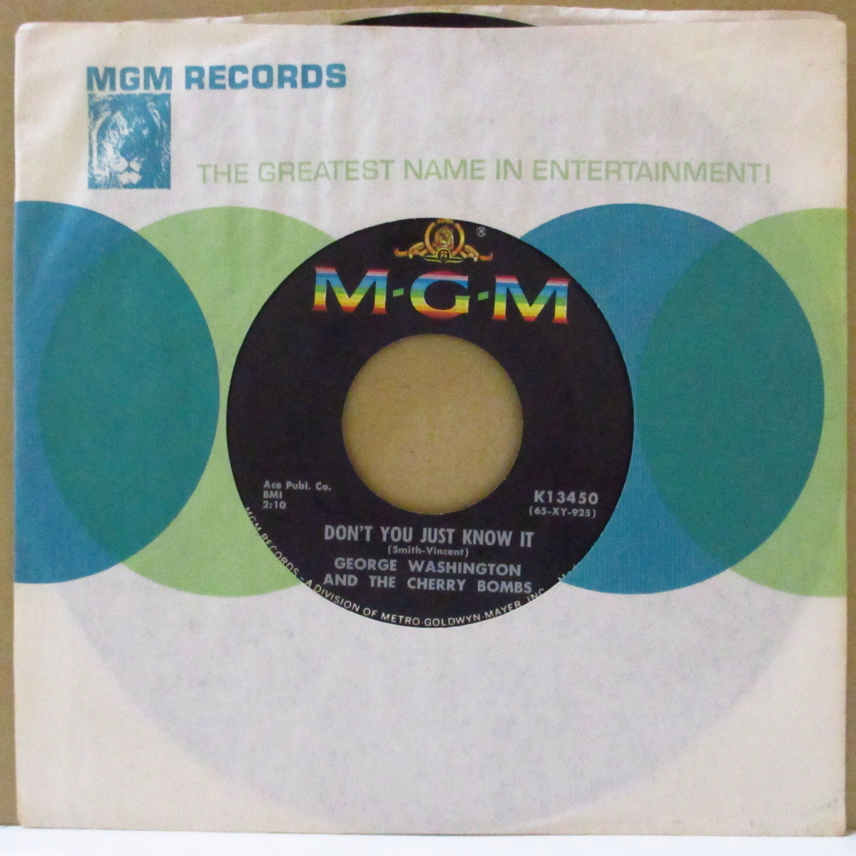 GEORGE WASHINGTON AND THE CHERRY BOMBS (ジョージ・ワシントン＆ザ・チェリー・ボムズ)  - Don't You Just Know It (US '65 オリジナル7インチ+カンパニースリーブ)ヒューイ・ピアノ・スミスR&B名曲のローファイ・フラット・ガレージ・カバー！