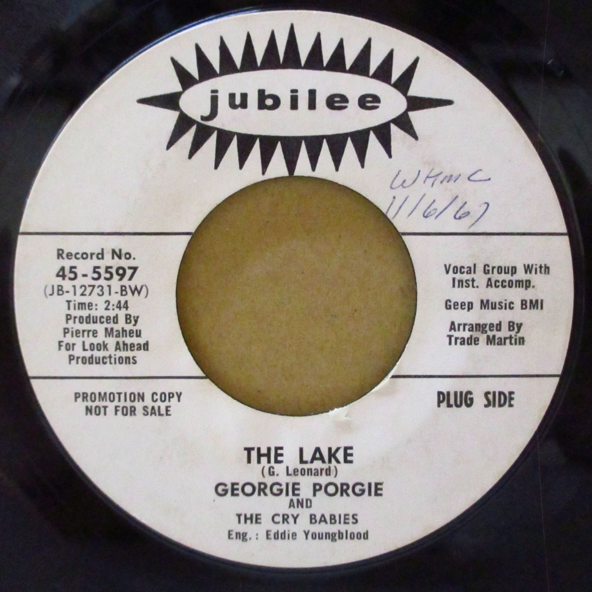 GEORGIE PORGIE & THE CRY BABIES (ジョージー・ポージー＆ザ・クライ・ベイビーズ)  - Enter Sunshine / The Lake (US '68 プロモ・白ラベ7インチ)英ノーザン界で人気、癒し美メロ・ソフトロック調ノーザンポップ！
