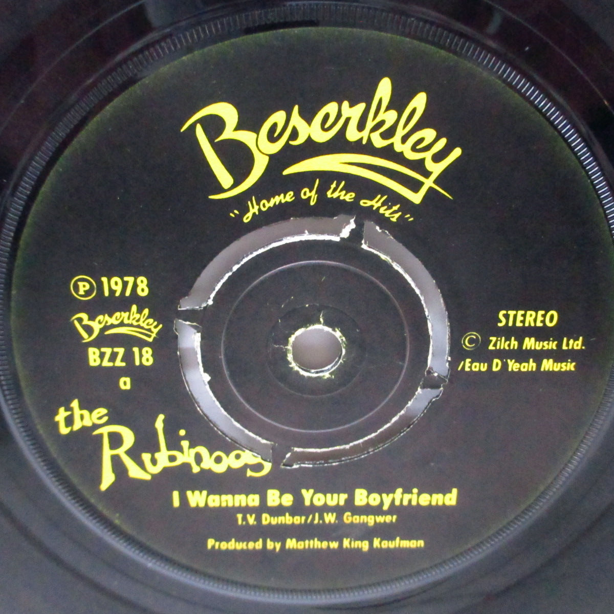 RUBINOOS, THE (ザ・ルビナーズ)  - I Wanna Be Your Boyfriend (UK オリジナル「ラウンドセンター」7"/光沢ソフト紙折り返しジャケ) 「あの娘のボーイフレンド」 !