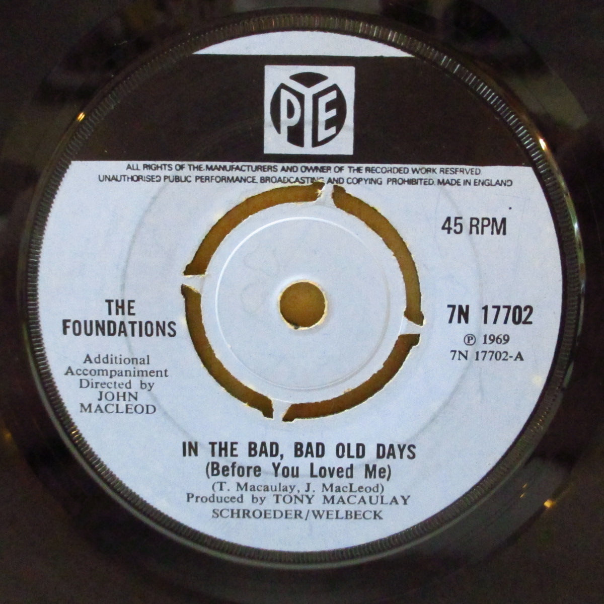 FOUNDATIONS (ファウンデーションズ)  - In The Bad, Bad Old Days (UK '69 初回「黒・青ラベ、プッシュアウト・センター」オリジナル7インチ）ノーザンPOP名曲