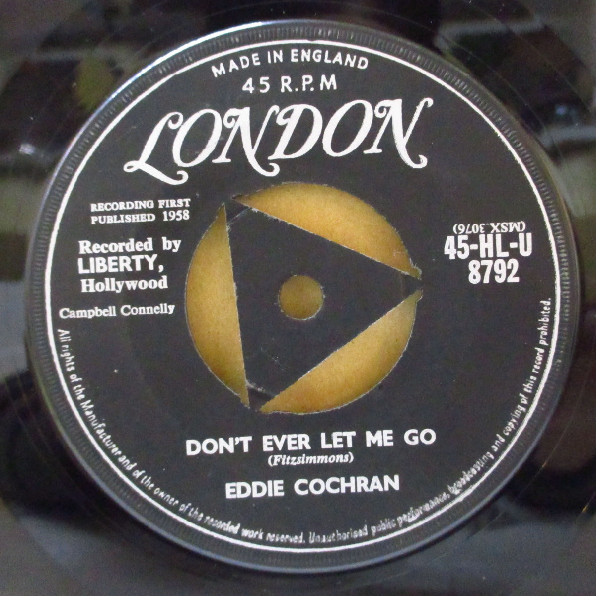 EDDIE COCHRAN (エディ・コクラン)  - C'mon Everybody (UK '59年初回「トライアングル・センター」オリジナル 7インチ+カンパニースリーブ) R&Rクラシック