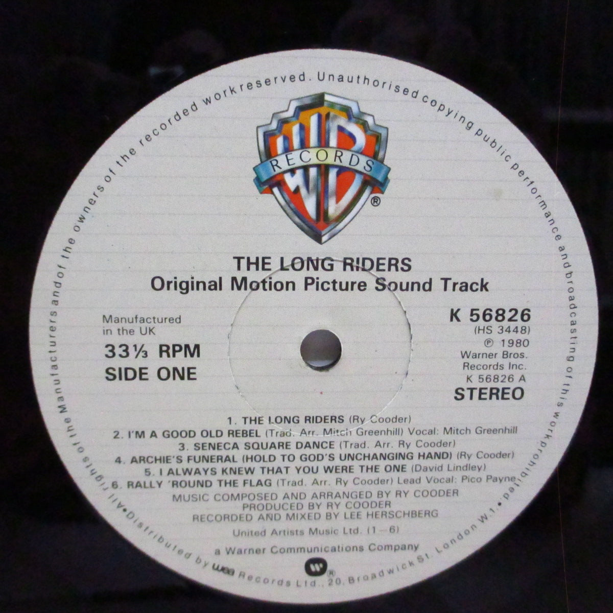 O.S.T. (全編ライ・クーダーによる映画『ロングライダーズ』サントラ)  - The Long Riders (UK オリジナル LP)