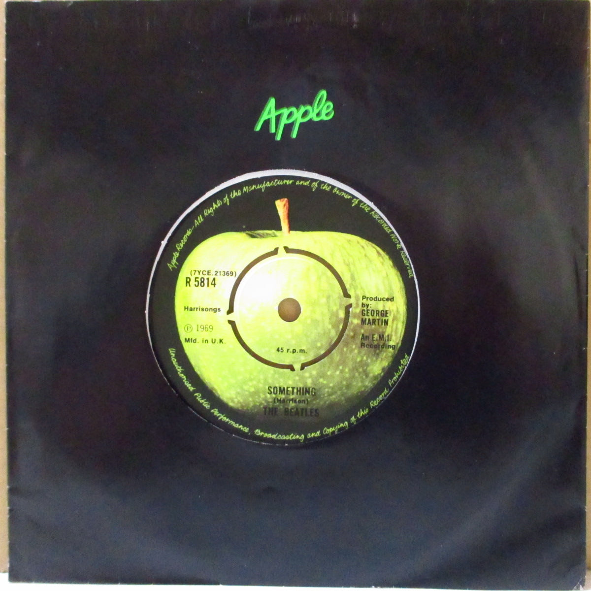 BEATLES (ビートルズ)  - Something (UK '69 オリジナル「ライト（薄）アップル紙ラベ・ラウンドセンター」 7インチ+アップル黒ダイカットスリーブ)