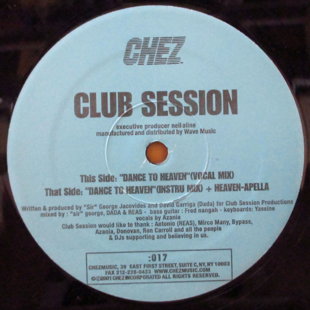 CLUB SESSION (クラブ・セッション)  - Dance To Heaven (US オリジナル3バージョン入り 12インチ) '01年シングル