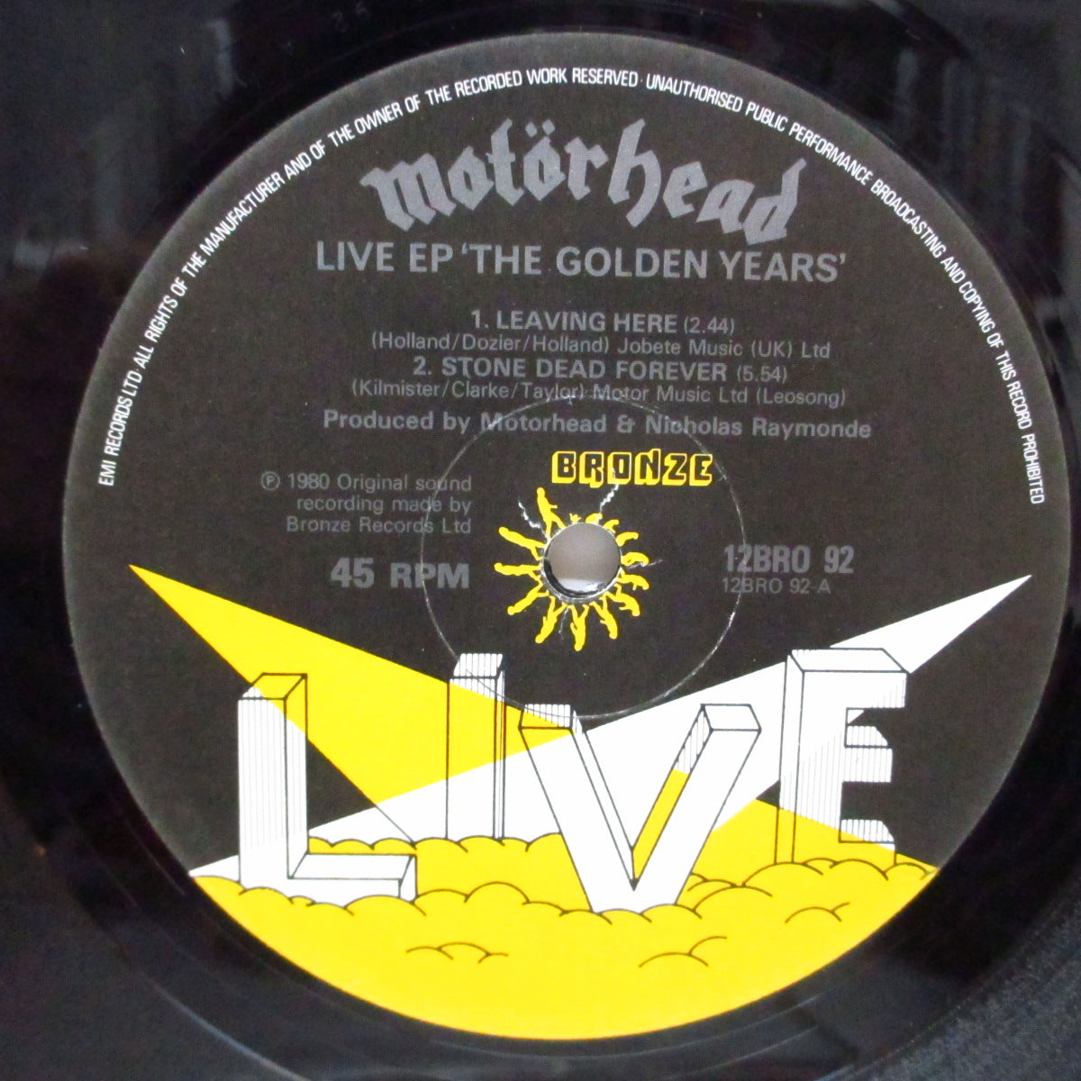 MOTORHEAD (モーターヘッド)  - The Golden Years Live EP (UK オリジナル「Live ラベ」12") アルバム未収録ライブ !