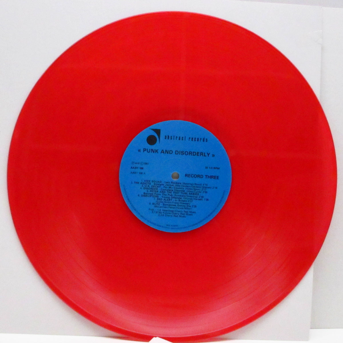 V.A. (UK 80'sハードコア・コンピ)  - Punk And Disorderly (UK 80's限定再発「青ラベ」レッドヴァイナル LP/「赤ロゴ」ジャケ）